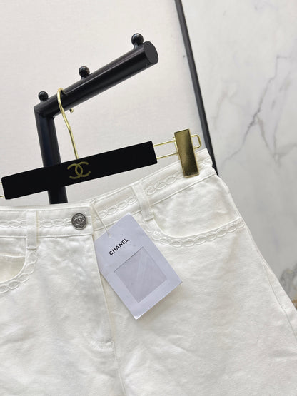 26ss Cable Knit Embroidery Denim Shorts