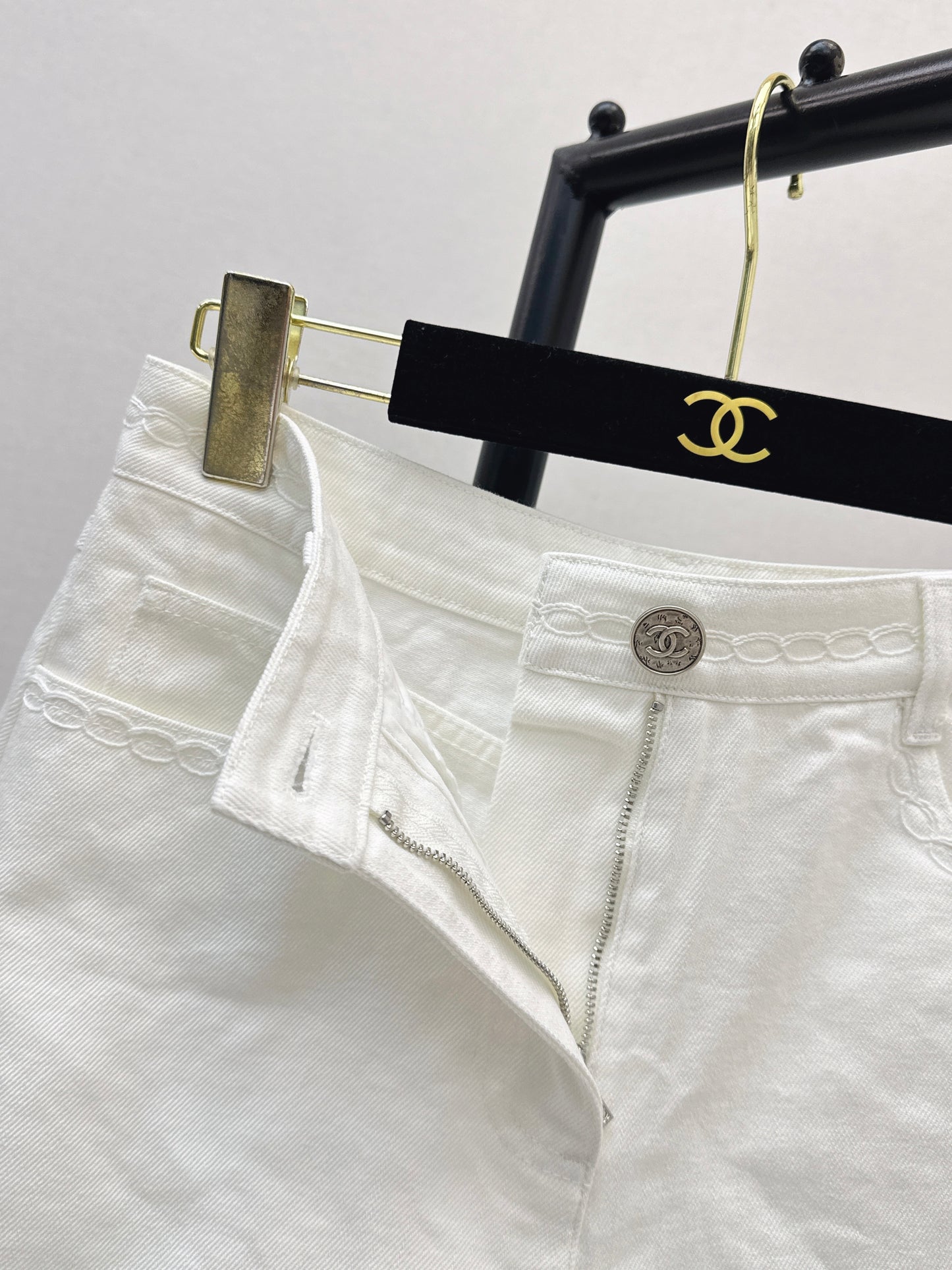26ss Cable Knit Embroidery Denim Shorts