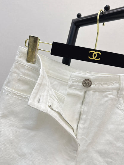 26ss Cable Knit Embroidery Denim Shorts