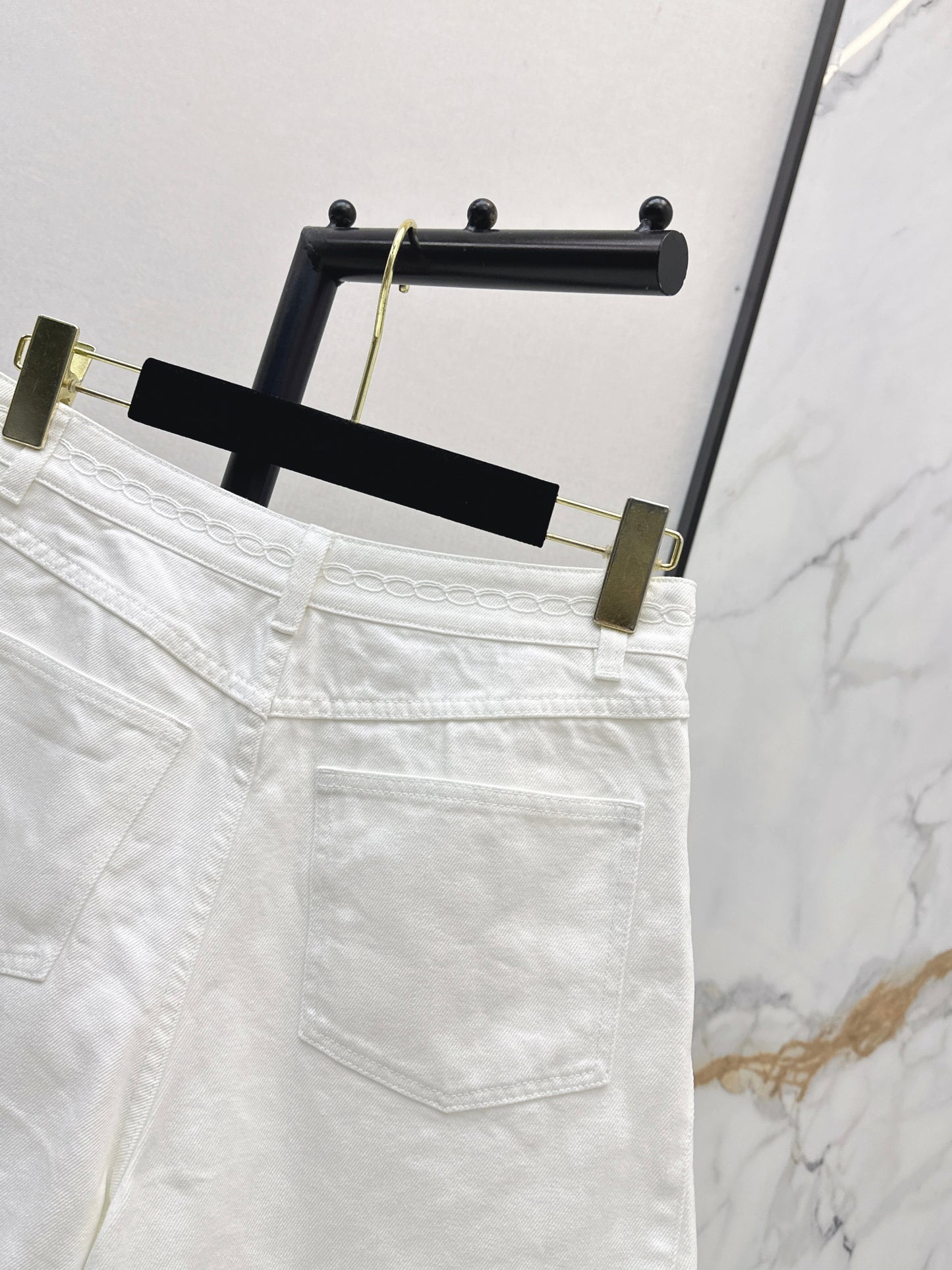 26ss Cable Knit Embroidery Denim Shorts