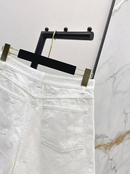 26ss Cable Knit Embroidery Denim Shorts