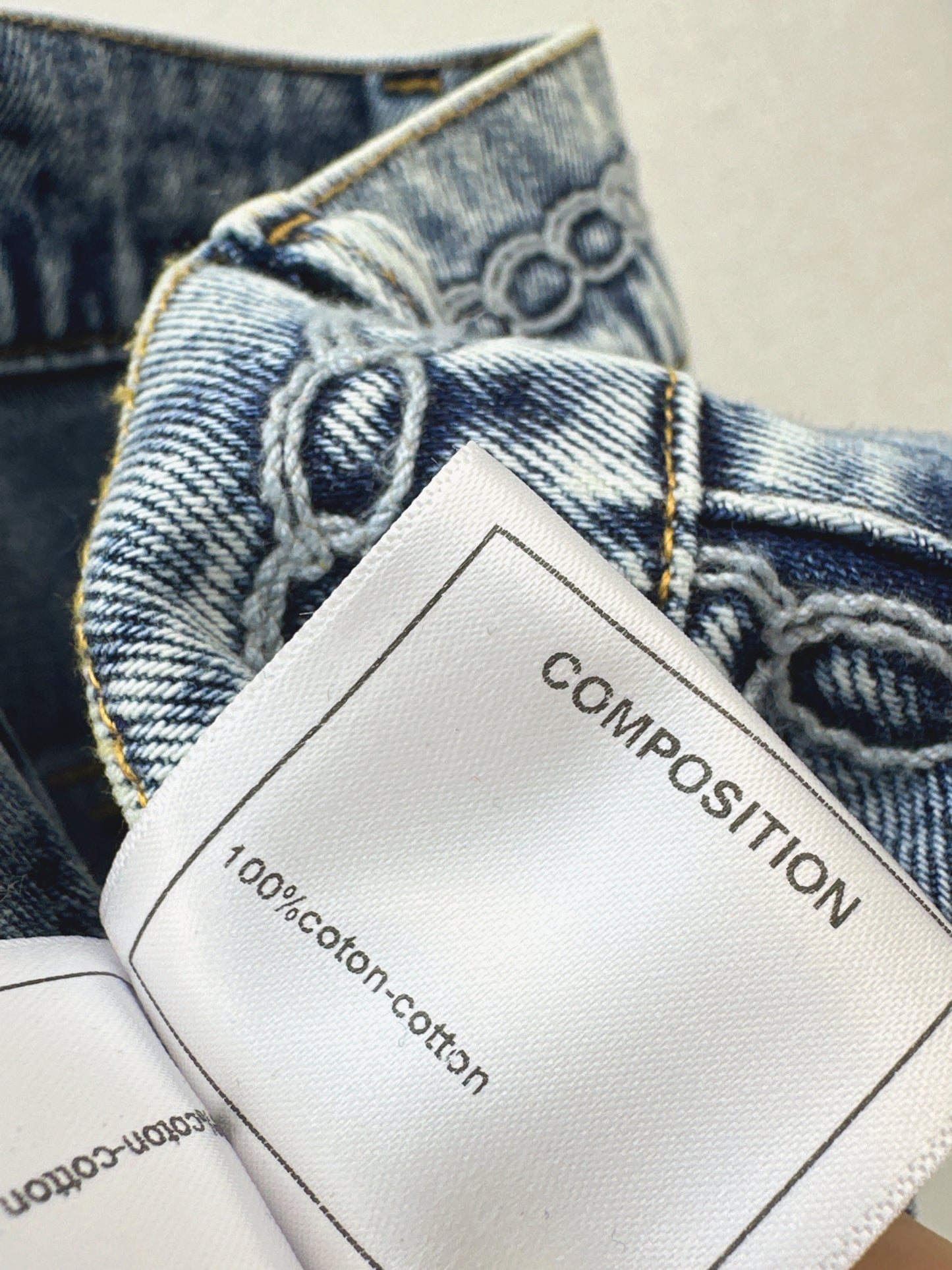26ss Wide-leg jeans with embroidered cable knit trim