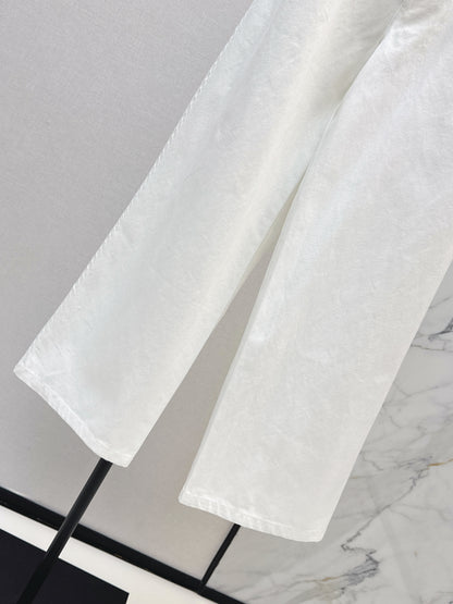26ss Wide-leg jeans with embroidered cable knit trim