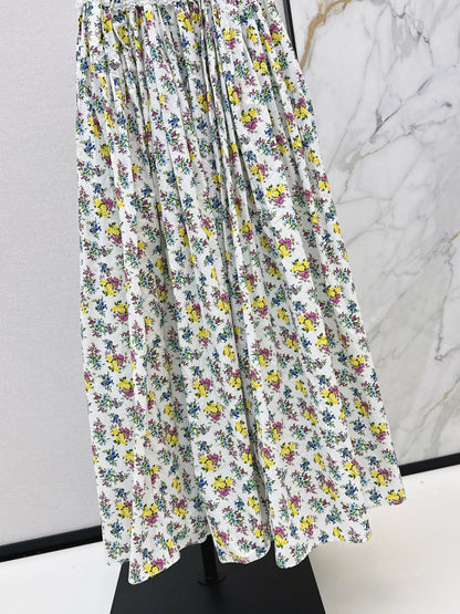 26ss Floral Print Halter Neck Strapless Dress