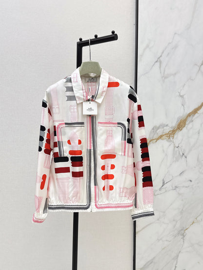 26ss Leather belt loop print jacket