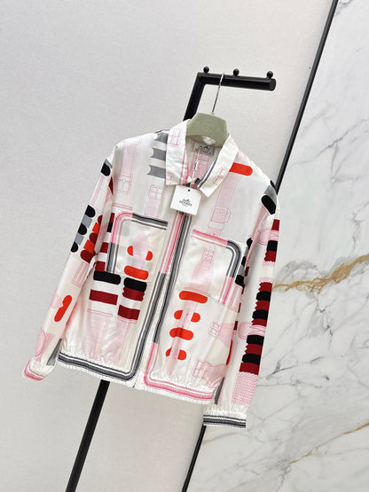 26ss Leather belt loop print jacket