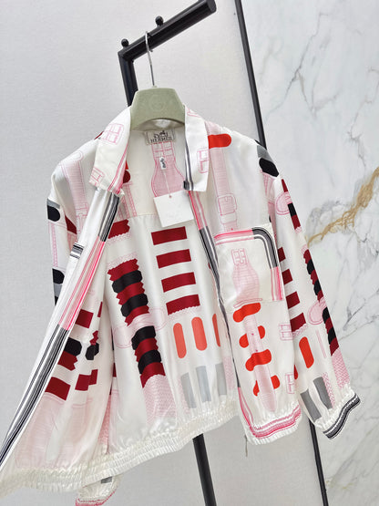 26ss Leather belt loop print jacket