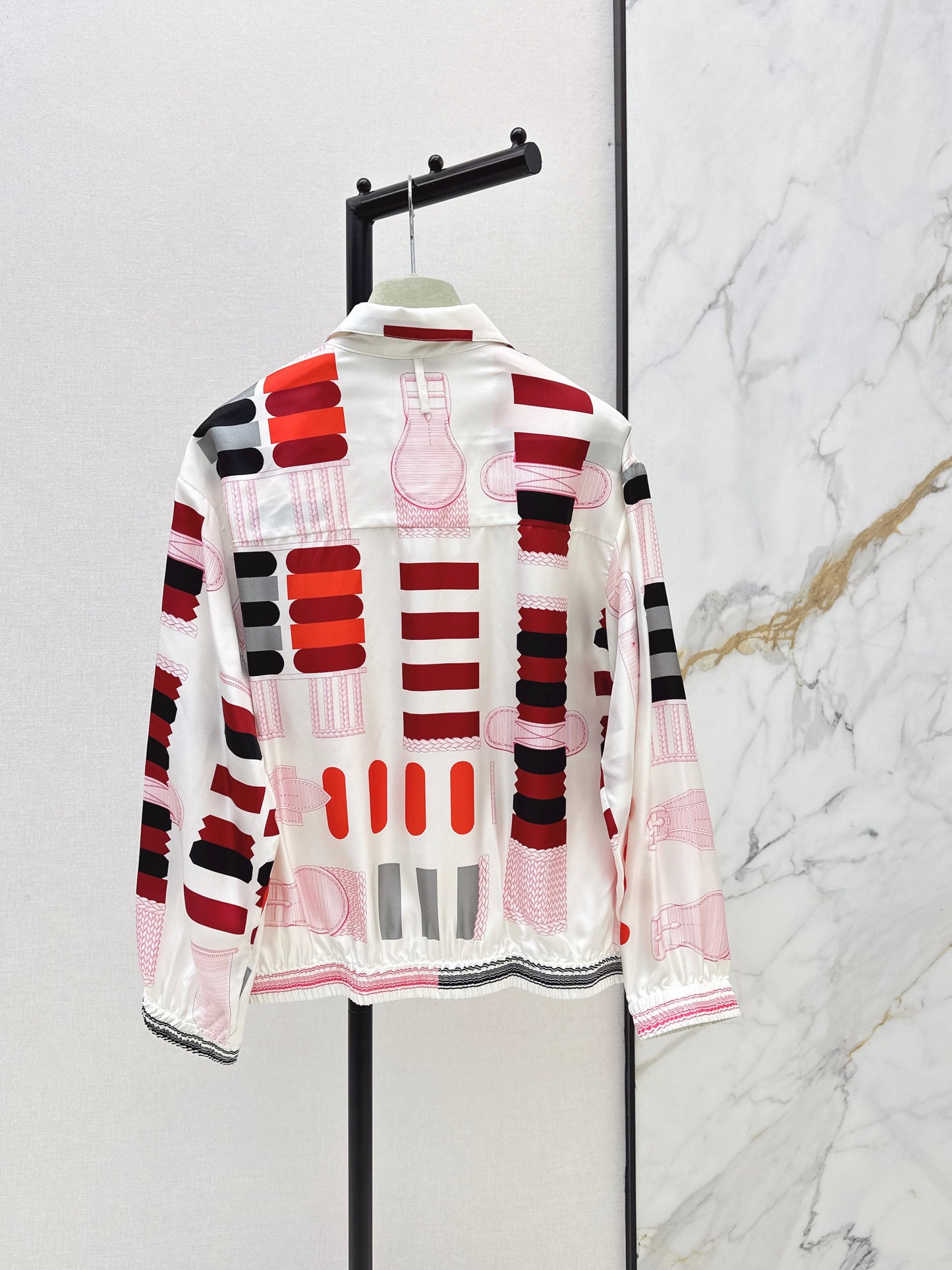 26ss Leather belt loop print jacket