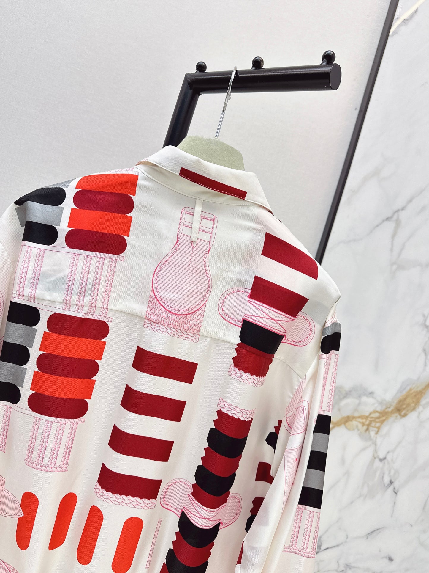 26ss Leather belt loop print jacket