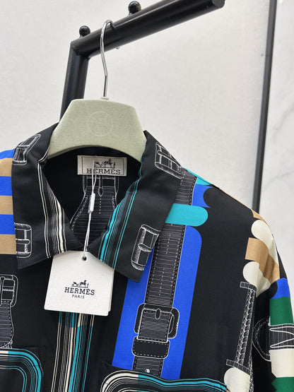 26ss Leather belt loop print jacket