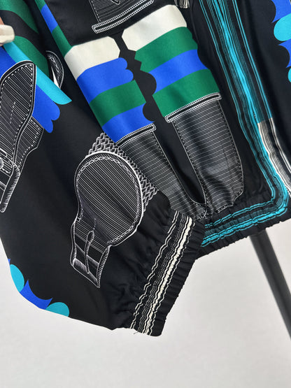 26ss Leather belt loop print jacket