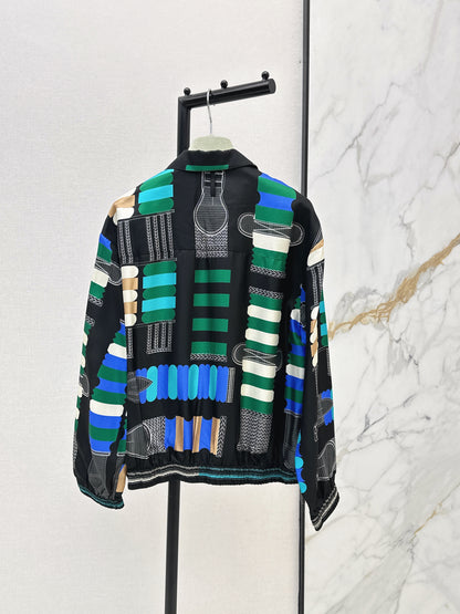 26ss Leather belt loop print jacket