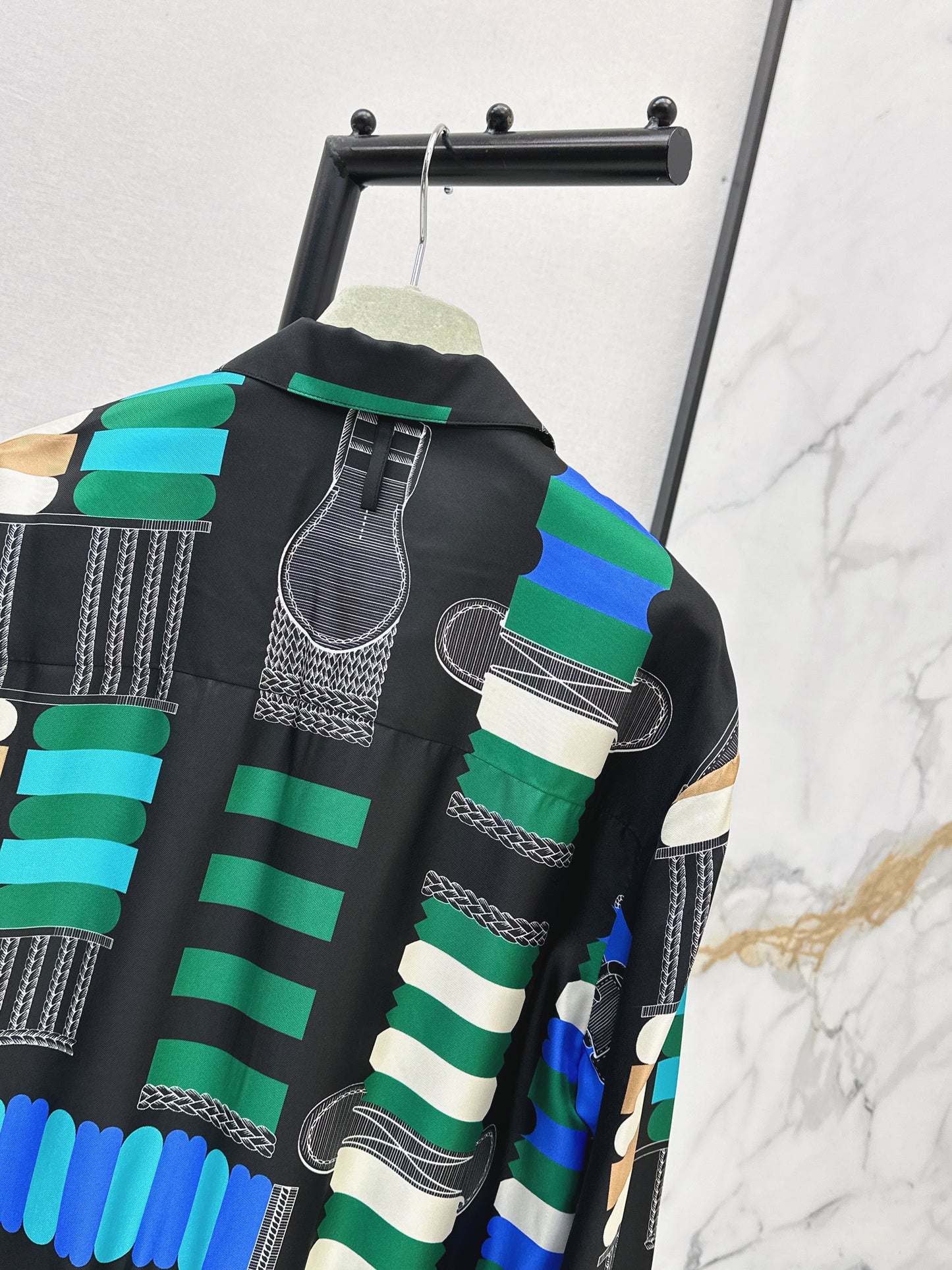 26ss Leather belt loop print jacket