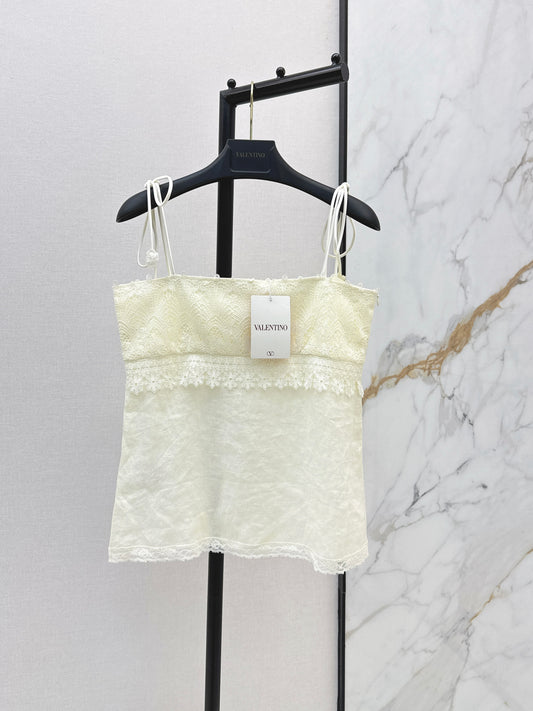 26ss Lace-trimmed tie-up vest