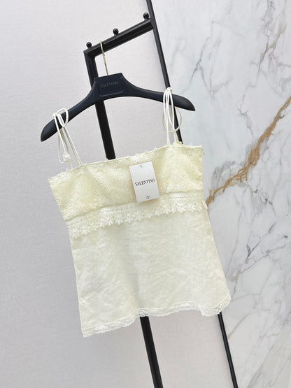 26ss Lace-trimmed tie-up vest