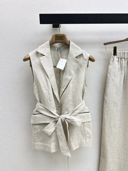 26ss Double-pocket lapel vest/trousers