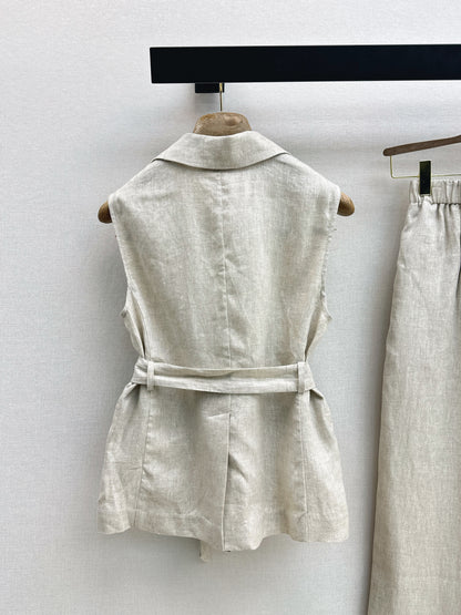 26ss Double-pocket lapel vest/trousers