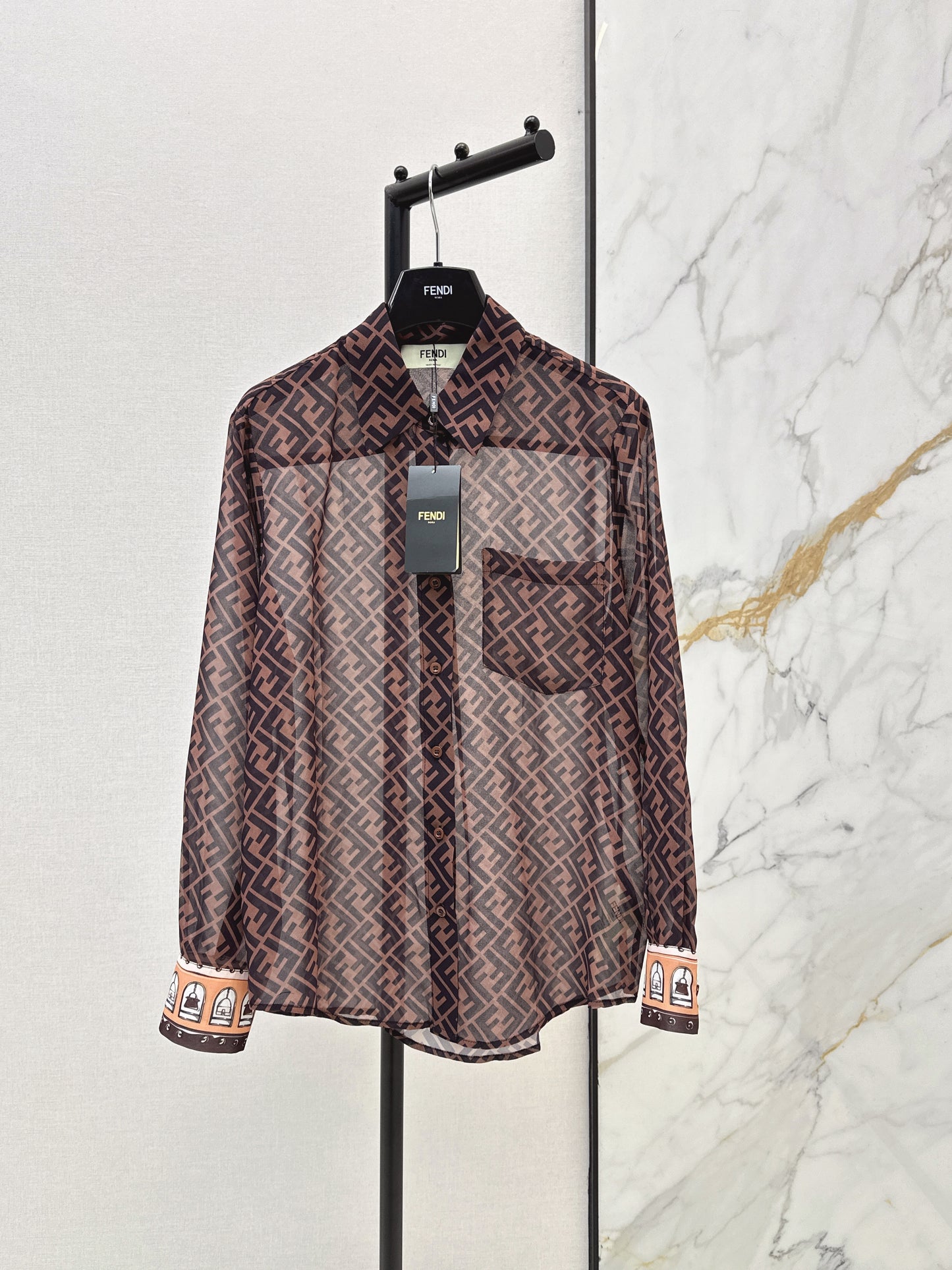 26ss Monogram Print Shirt/Elastic Waist Skirt