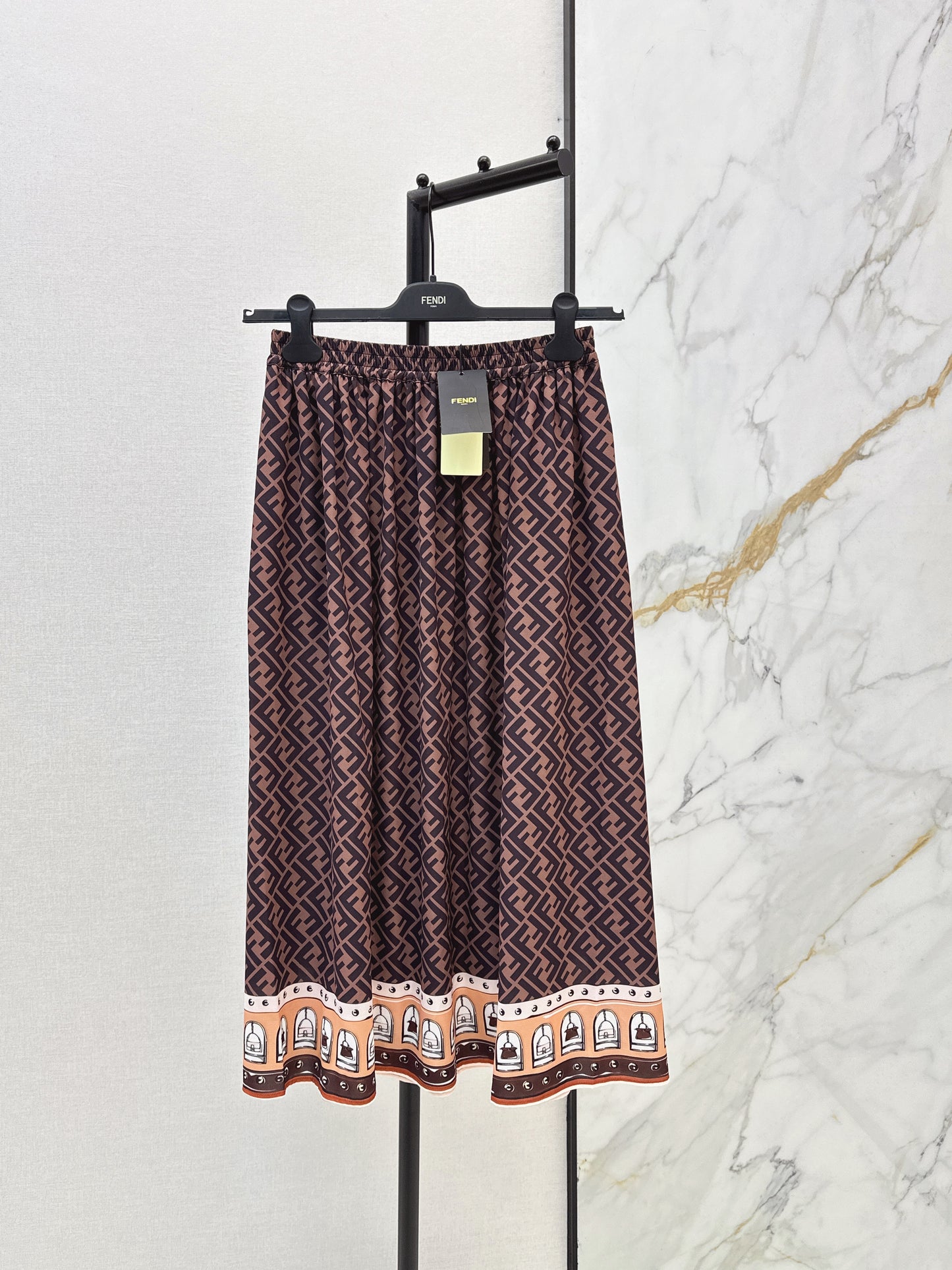 26ss Monogram Print Shirt/Elastic Waist Skirt