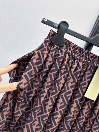 26ss Monogram Print Shirt/Elastic Waist Skirt