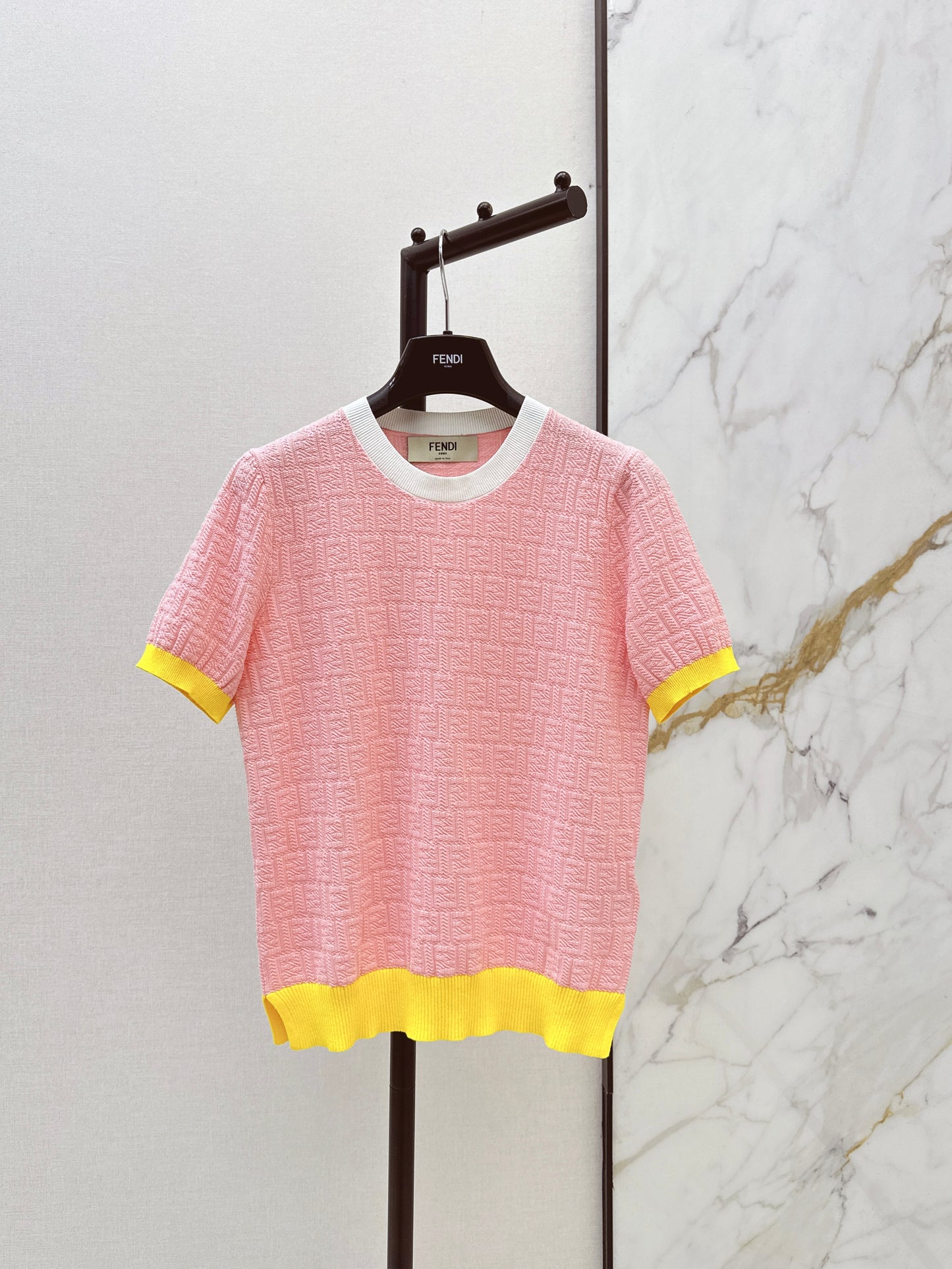 26ss Macaron Color Scheme 3D Knit T-Shirt