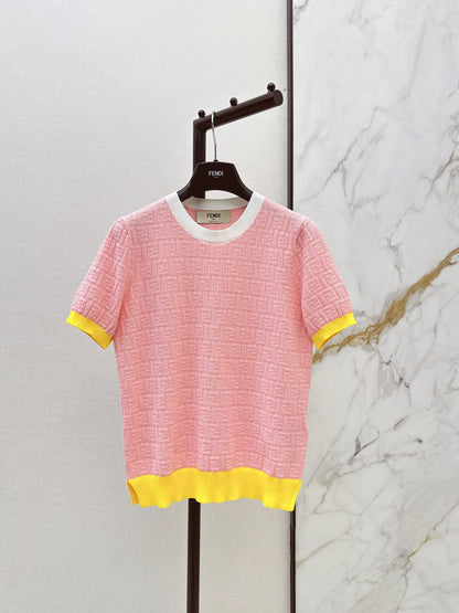 26ss Macaron Color Scheme 3D Knit T-Shirt