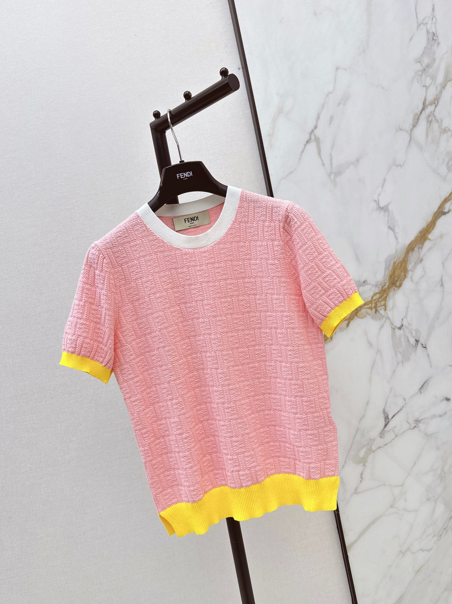 26ss Macaron Color Scheme 3D Knit T-Shirt