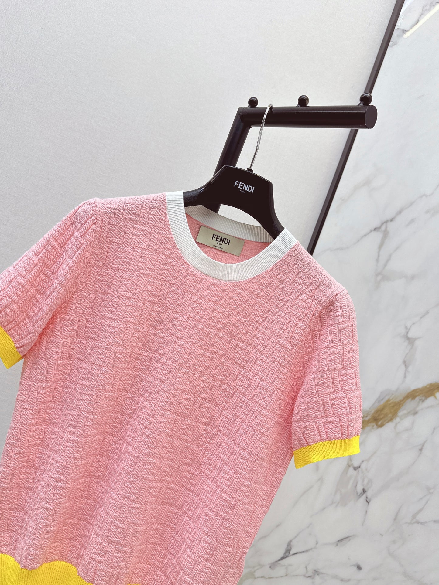 26ss Macaron Color Scheme 3D Knit T-Shirt