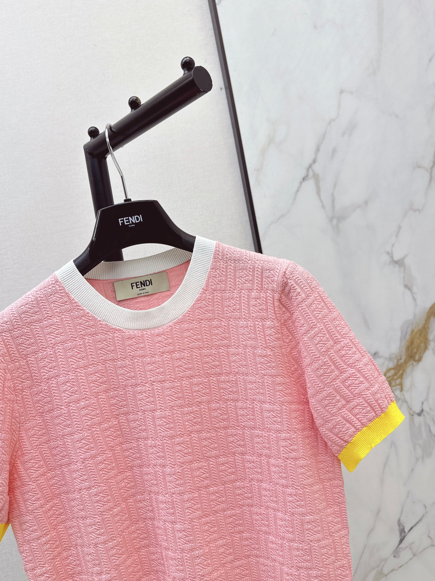 26ss Macaron Color Scheme 3D Knit T-Shirt