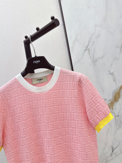 26ss Macaron Color Scheme 3D Knit T-Shirt