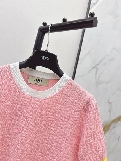 26ss Macaron Color Scheme 3D Knit T-Shirt