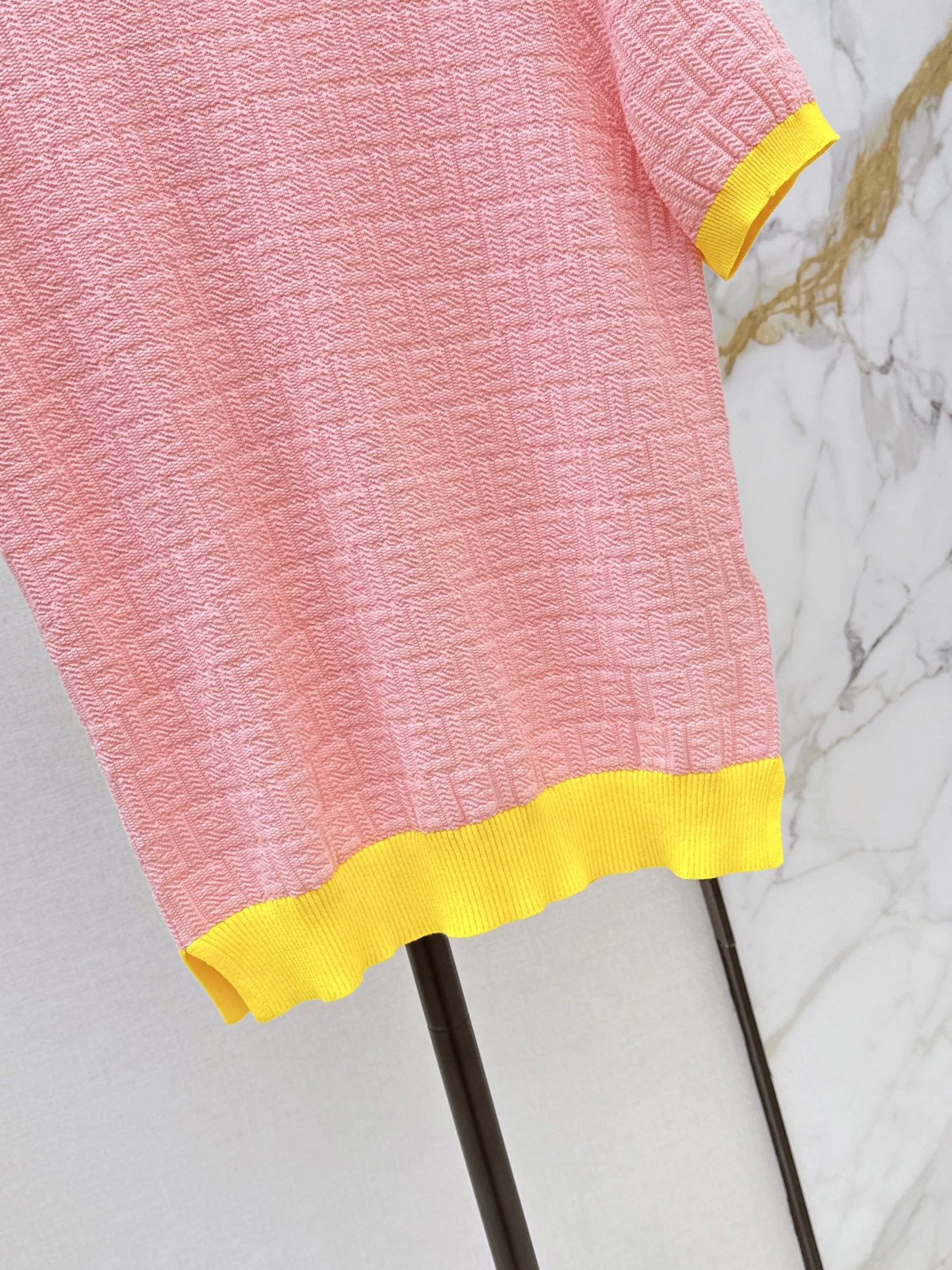 26ss Macaron Color Scheme 3D Knit T-Shirt
