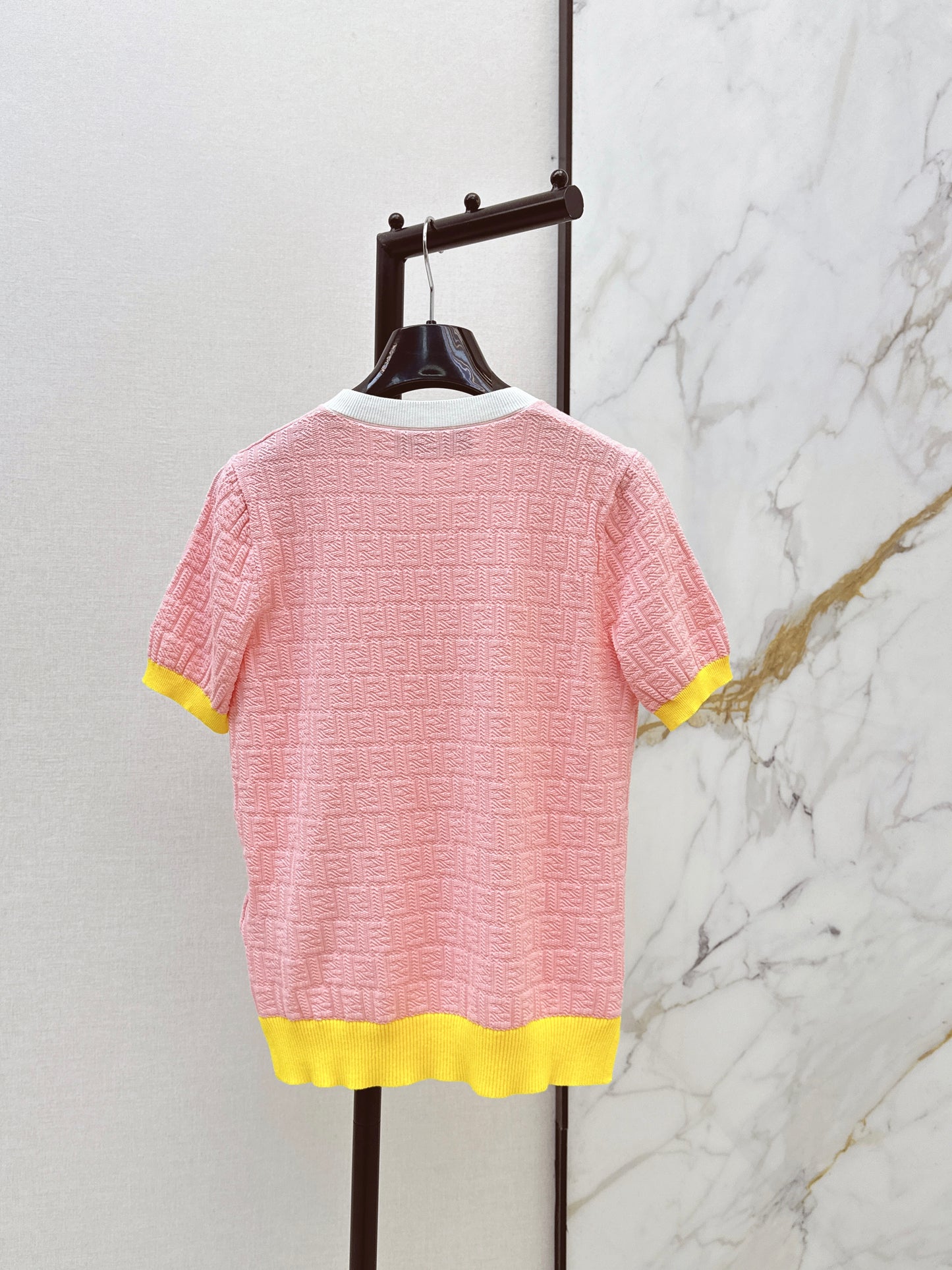 26ss Macaron Color Scheme 3D Knit T-Shirt