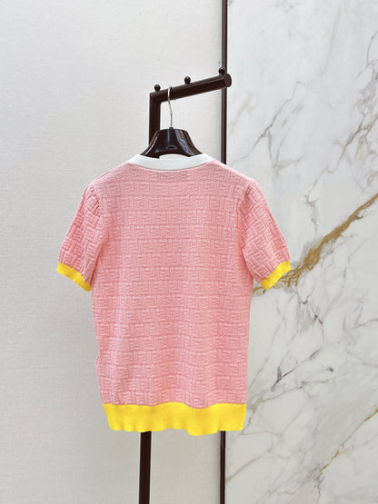 26ss Macaron Color Scheme 3D Knit T-Shirt