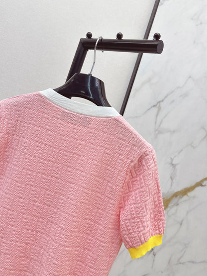 26ss Macaron Color Scheme 3D Knit T-Shirt