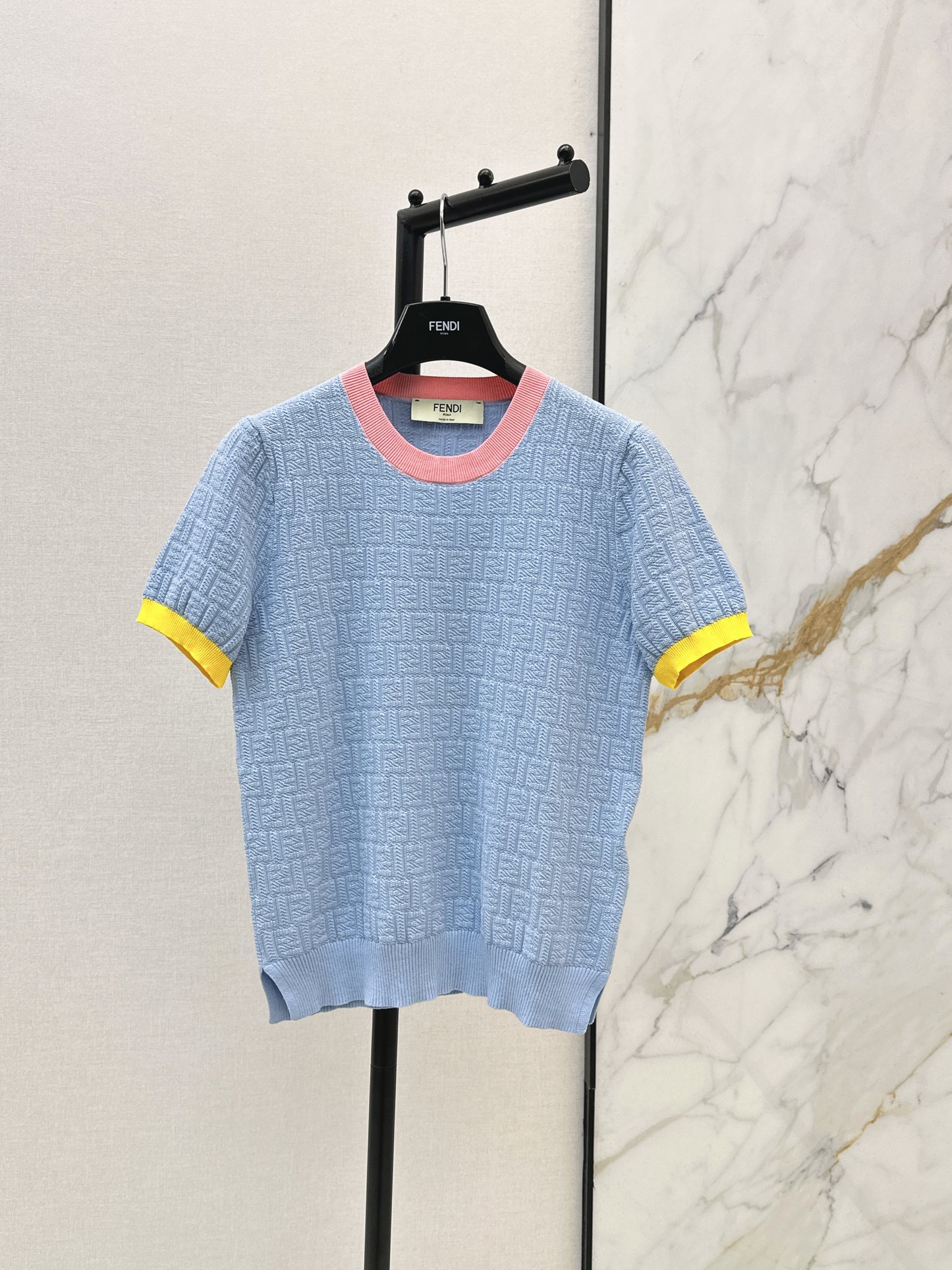 26ss Macaron Color Scheme 3D Knit T-Shirt