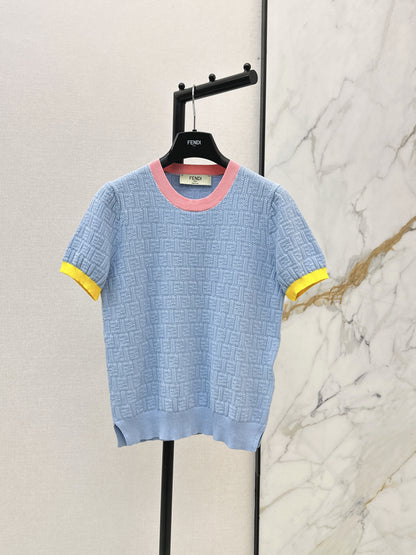 26ss Macaron Color Scheme 3D Knit T-Shirt