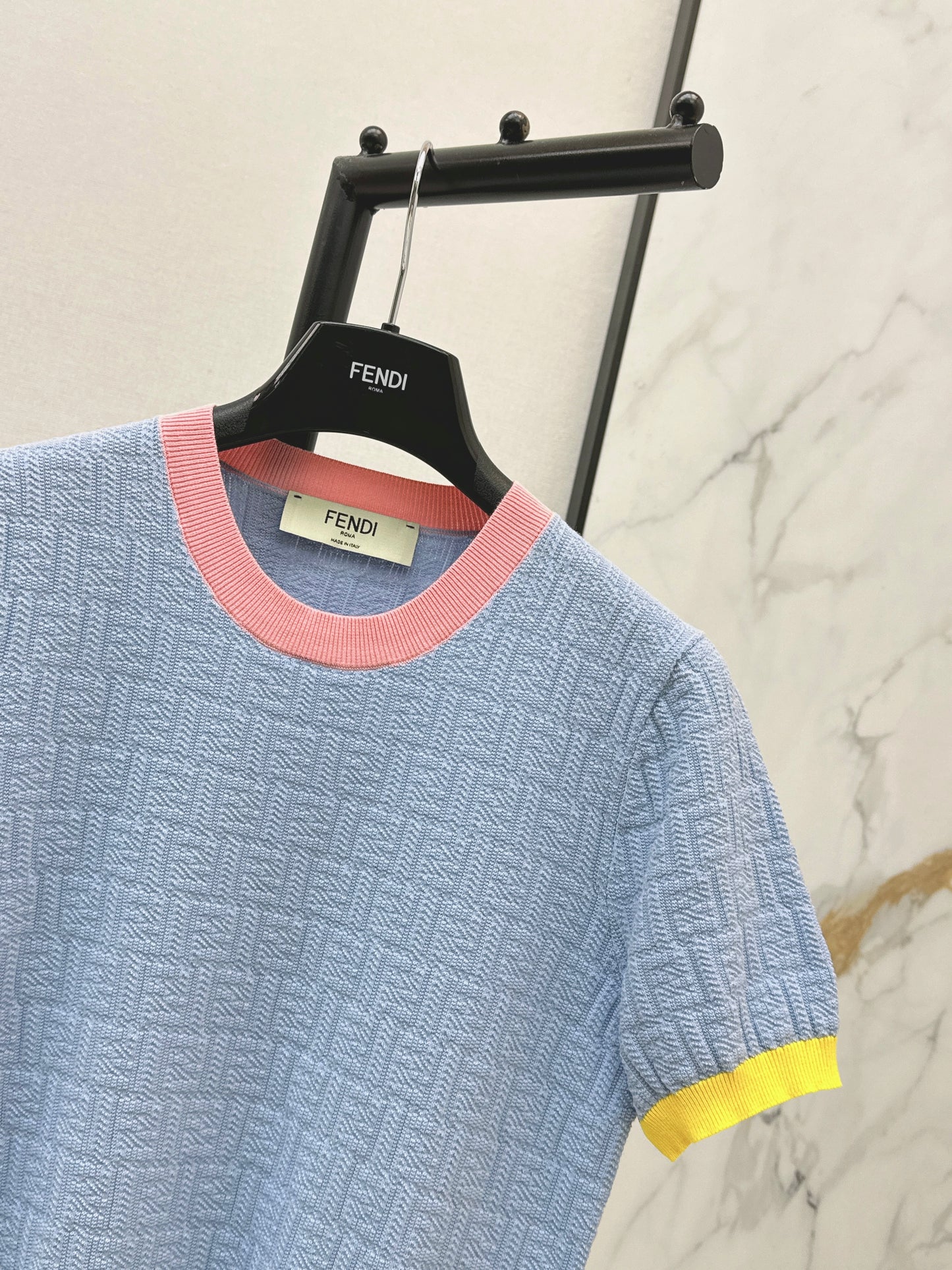 26ss Macaron Color Scheme 3D Knit T-Shirt