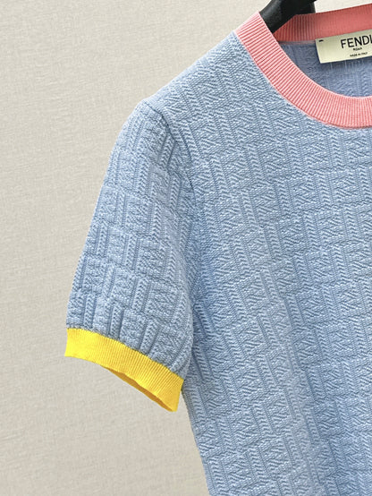 26ss Macaron Color Scheme 3D Knit T-Shirt