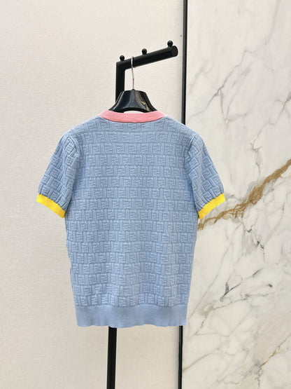26ss Macaron Color Scheme 3D Knit T-Shirt