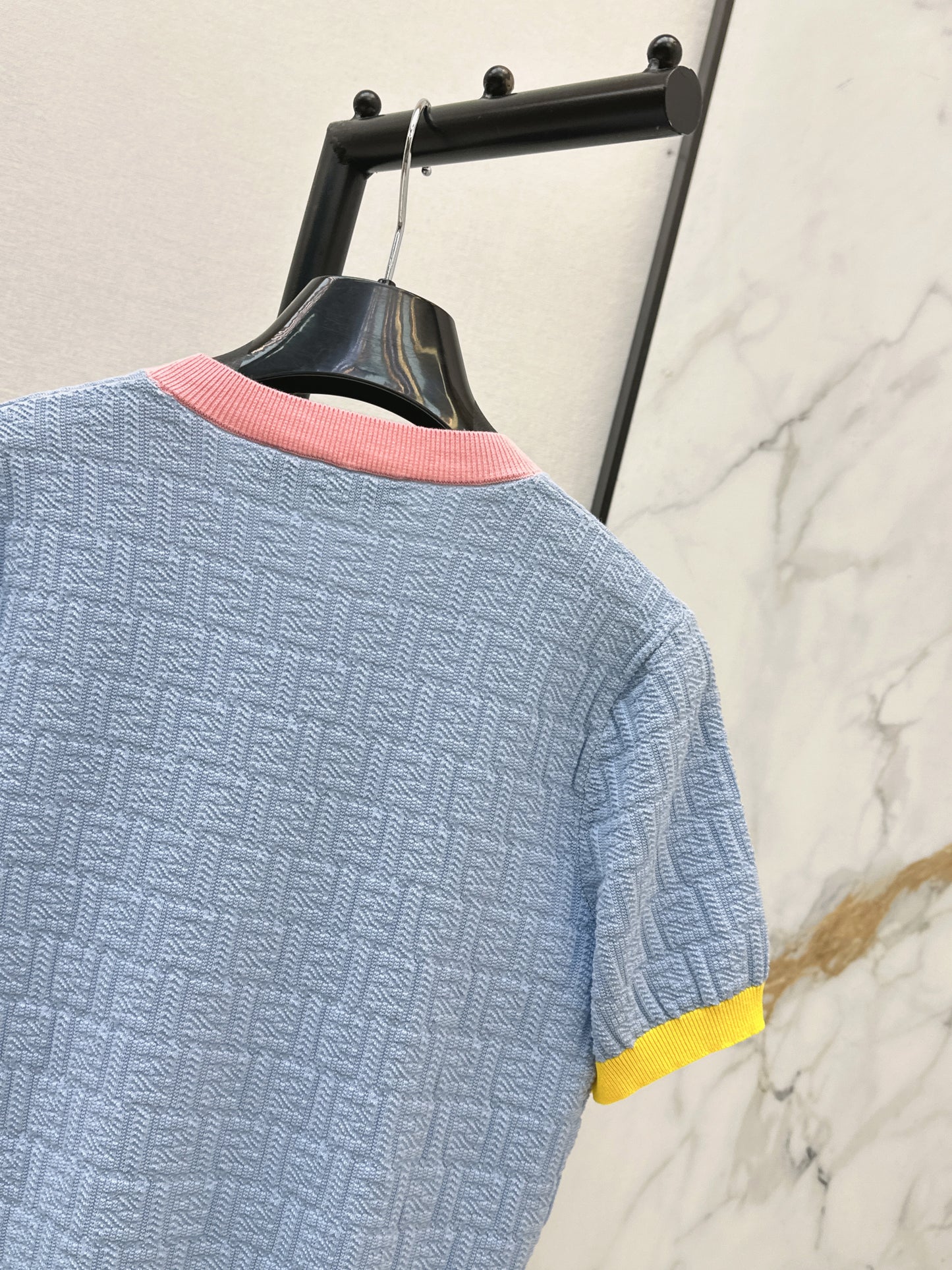 26ss Macaron Color Scheme 3D Knit T-Shirt