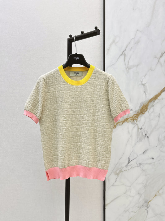26ss Macaron Color Scheme 3D Knit T-Shirt