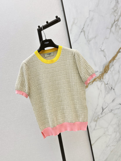 26ss Macaron Color Scheme 3D Knit T-Shirt
