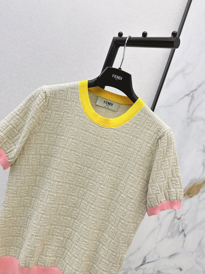 26ss Macaron Color Scheme 3D Knit T-Shirt