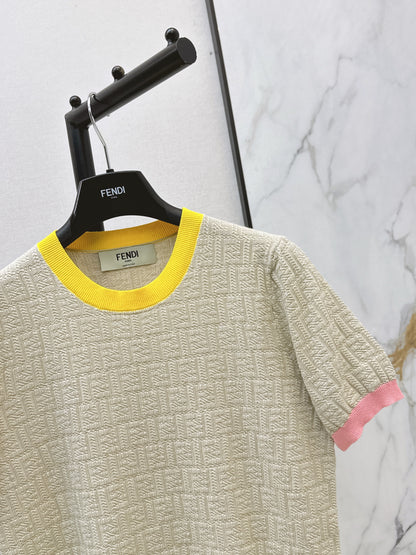 26ss Macaron Color Scheme 3D Knit T-Shirt
