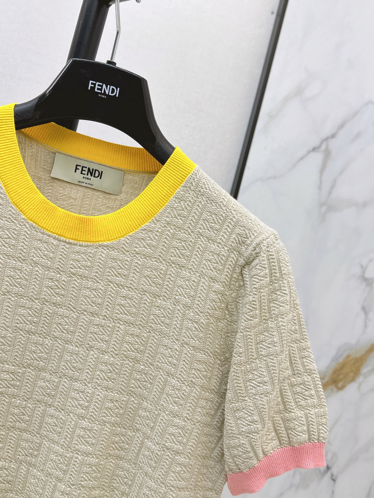 26ss Macaron Color Scheme 3D Knit T-Shirt
