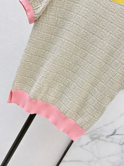 26ss Macaron Color Scheme 3D Knit T-Shirt