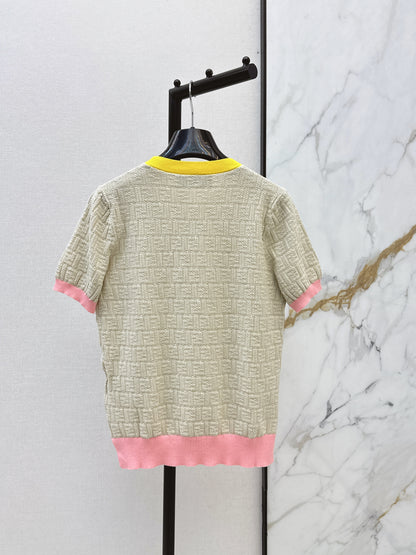 26ss Macaron Color Scheme 3D Knit T-Shirt