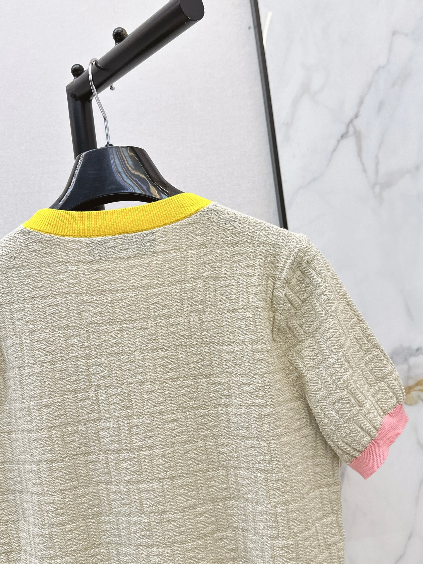 26ss Macaron Color Scheme 3D Knit T-Shirt