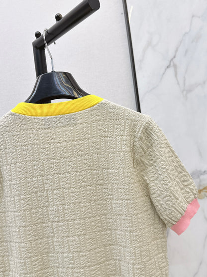 26ss Macaron Color Scheme 3D Knit T-Shirt